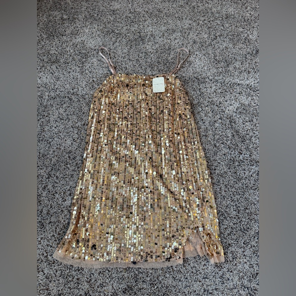 NWT Free People Women’s Gold Sequin Dress - Size Small